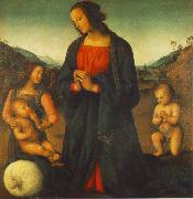 PERUGINO, Pietro Madonna, an Angel and Little St John Adoring the Child (Madonna del sacco) R china oil painting artist